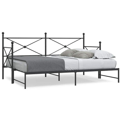 Daybed with Trundle without Mattress Black 75x190 cm Steel