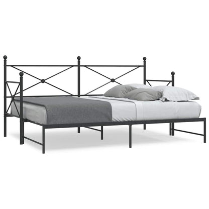 Daybed with Trundle without Mattress Black 90x190 cm Steel