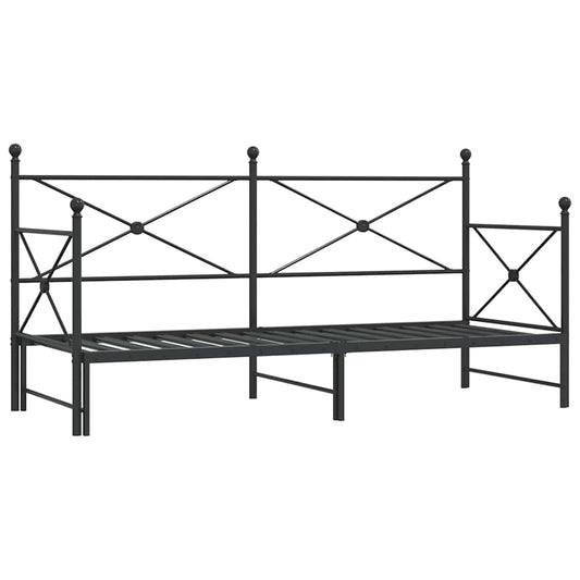 Daybed with Trundle without Mattress Black 90x200 cm Steel