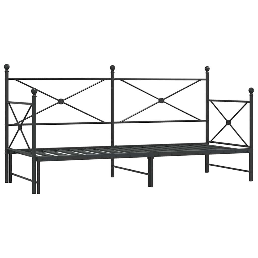 Daybed with Trundle without Mattress Black 90x200 cm Steel