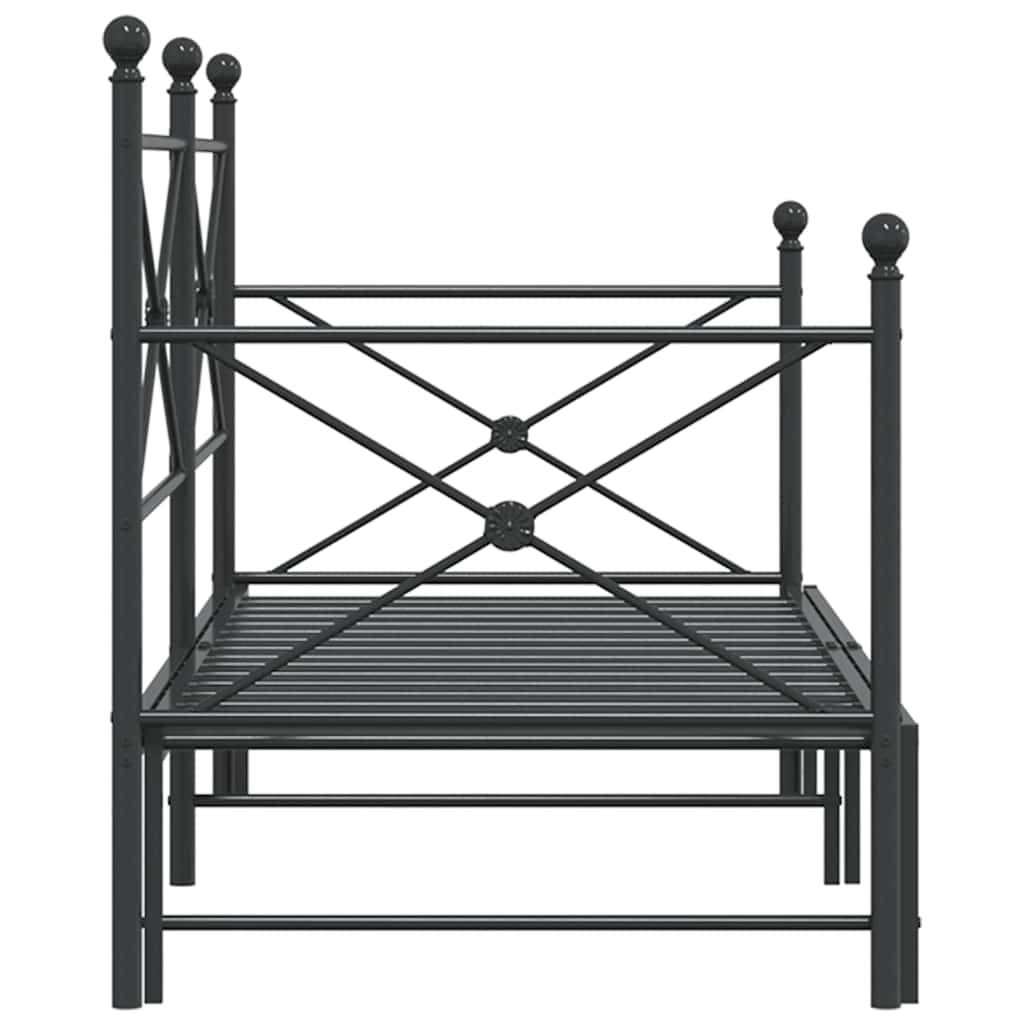 Daybed with Trundle without Mattress Black 90x200 cm Steel