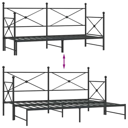 Daybed with Trundle without Mattress Black 90x200 cm Steel