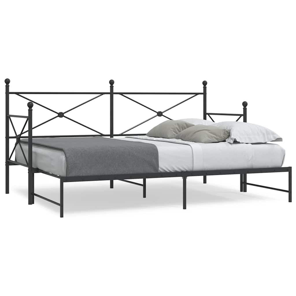 Daybed with Trundle without Mattress Black 90x200 cm Steel