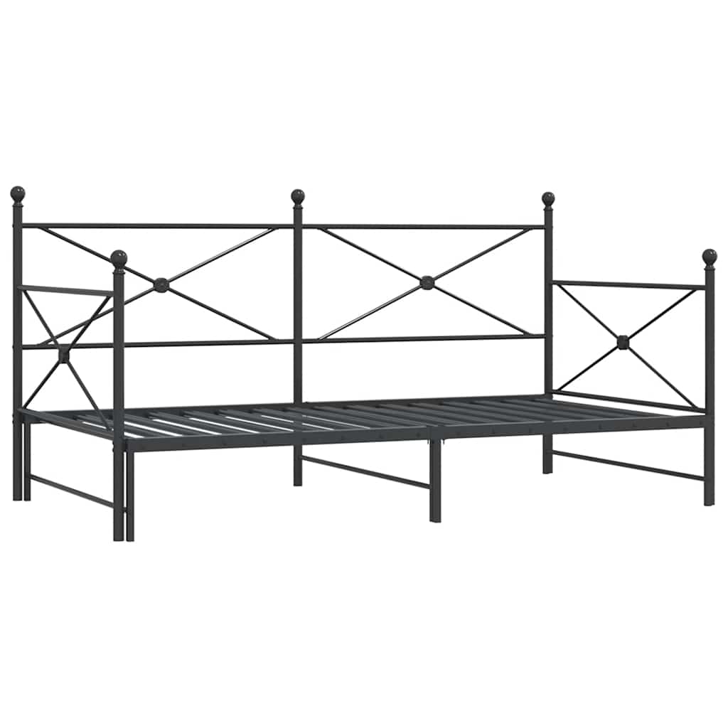 Daybed with Trundle without Mattress Black 100x200 cm Steel