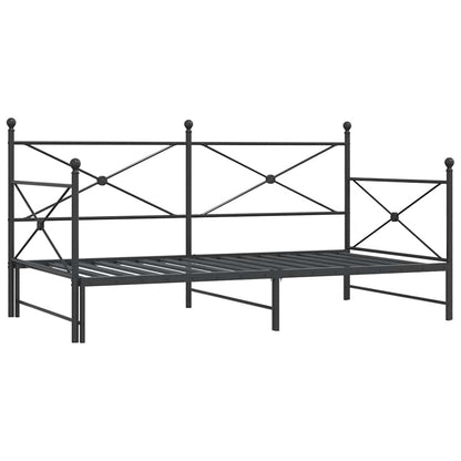 Daybed with Trundle without Mattress Black 100x200 cm Steel