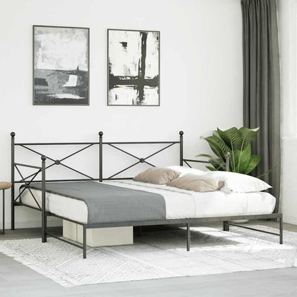 Daybed with Trundle without Mattress Black 100x200 cm Steel