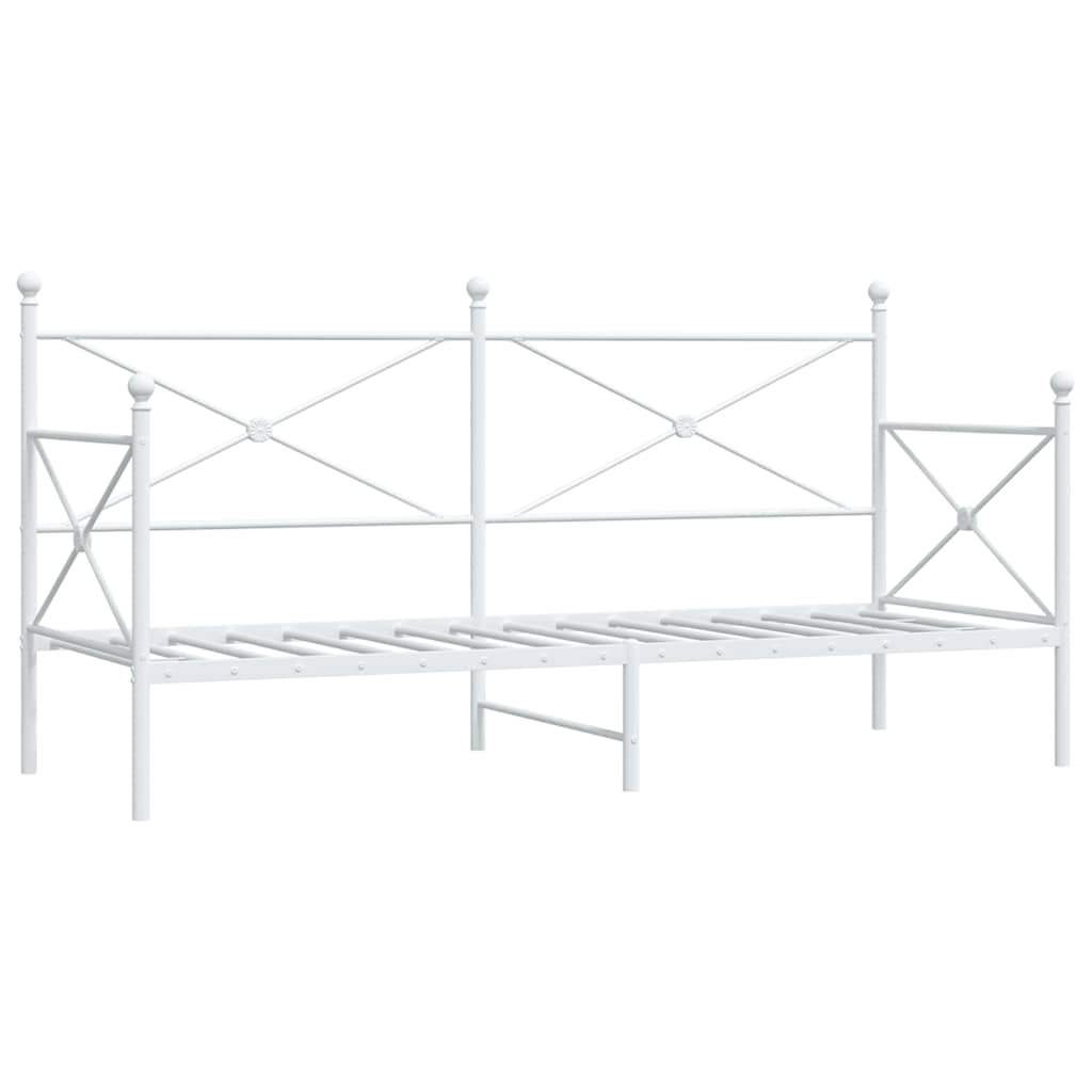 Day Bed without Mattress White 90x200 cm Steel