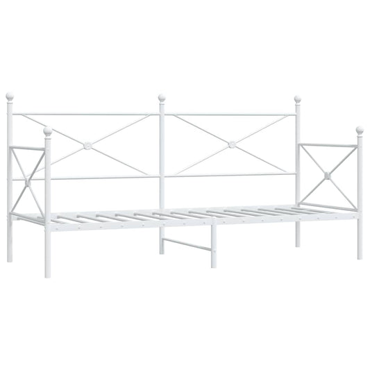 Day Bed without Mattress White 90x200 cm Steel