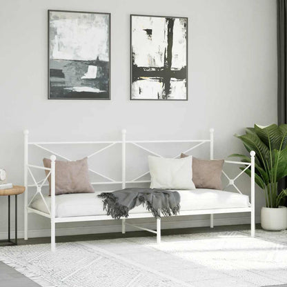 Day Bed without Mattress White 90x200 cm Steel