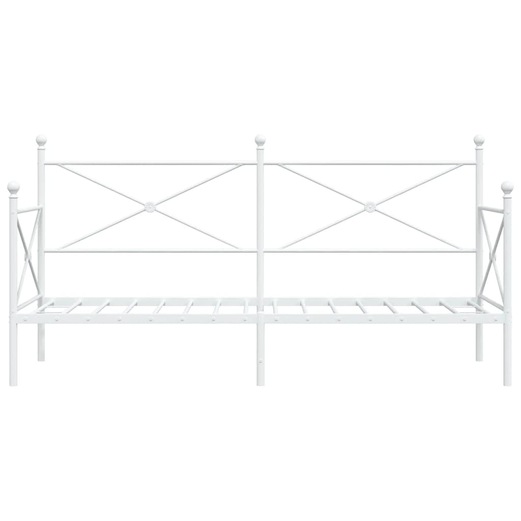 Day Bed without Mattress White 90x200 cm Steel