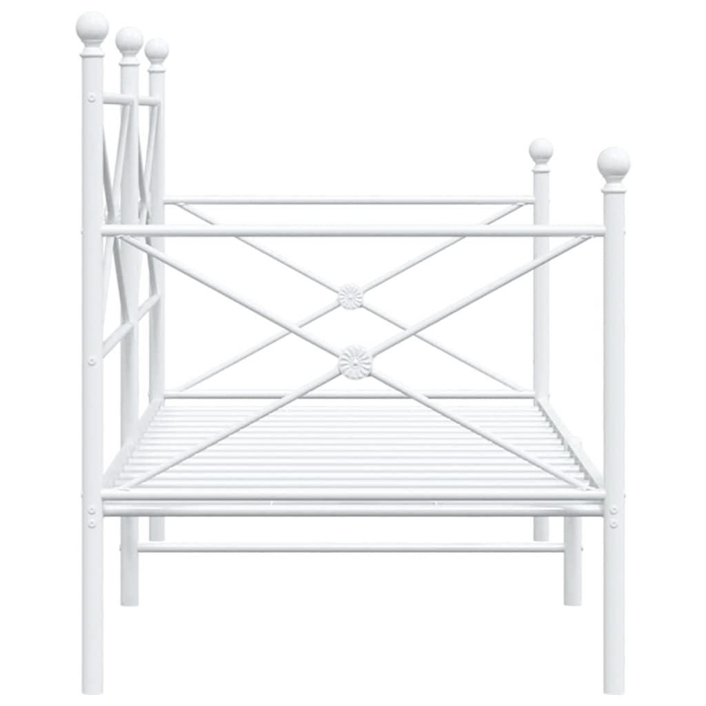 Day Bed without Mattress White 90x200 cm Steel