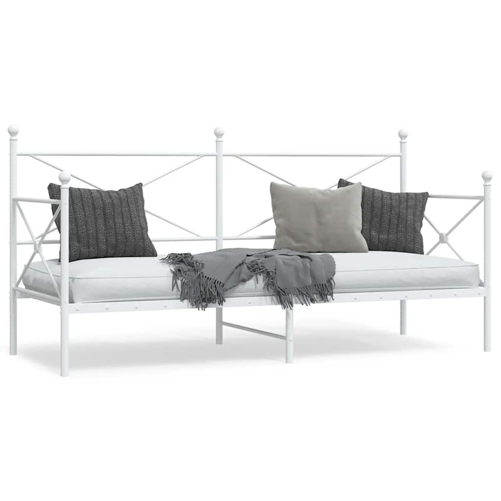 Day Bed without Mattress White 90x200 cm Steel