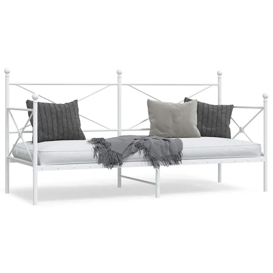 Day Bed without Mattress White 90x200 cm Steel
