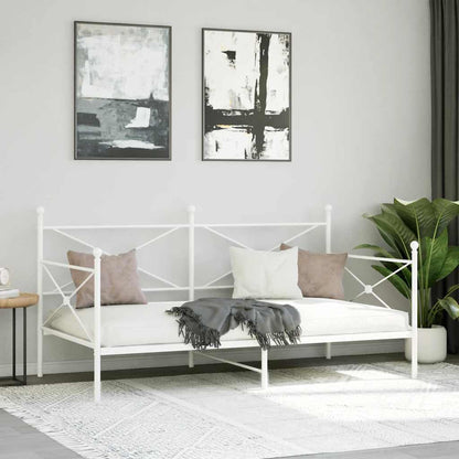 Day Bed without Mattress White 107x203 cm Steel