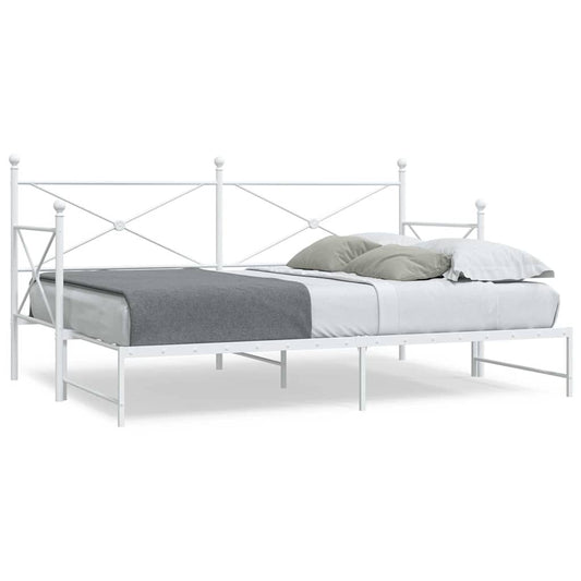 Daybed with Trundle without Mattress White 75x190 cm Steel