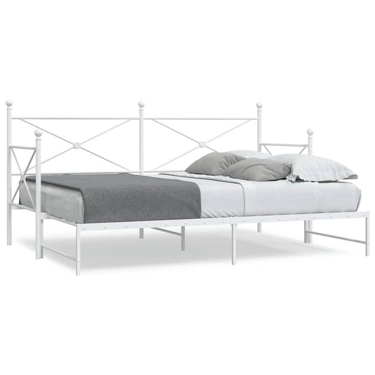 Daybed with Trundle without Mattress White 80x200 cm Steel