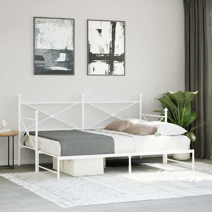 Daybed with Trundle without Mattress White 90x190 cm Steel