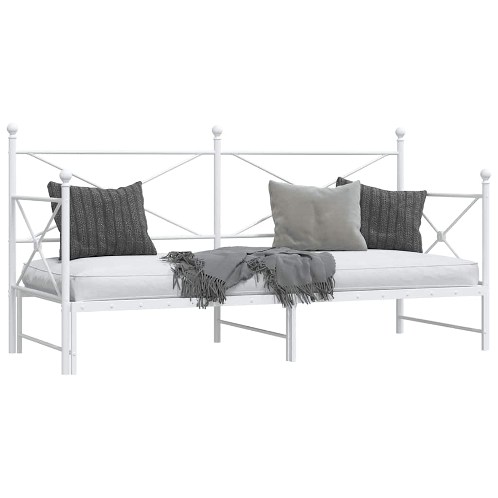 Daybed with Trundle without Mattress White 90x190 cm Steel