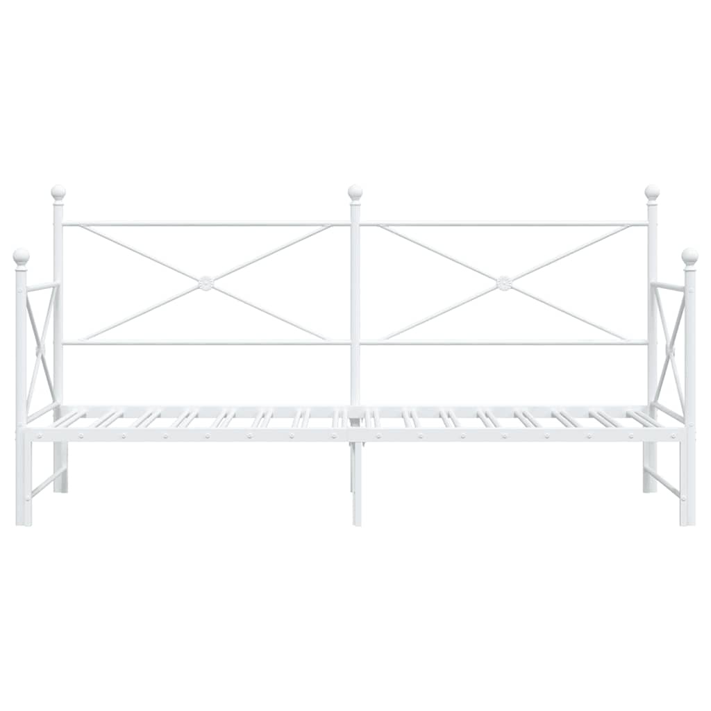 Daybed with Trundle without Mattress White 90x190 cm Steel