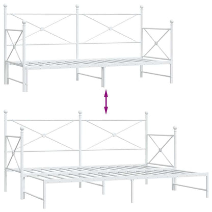 Daybed with Trundle without Mattress White 90x190 cm Steel