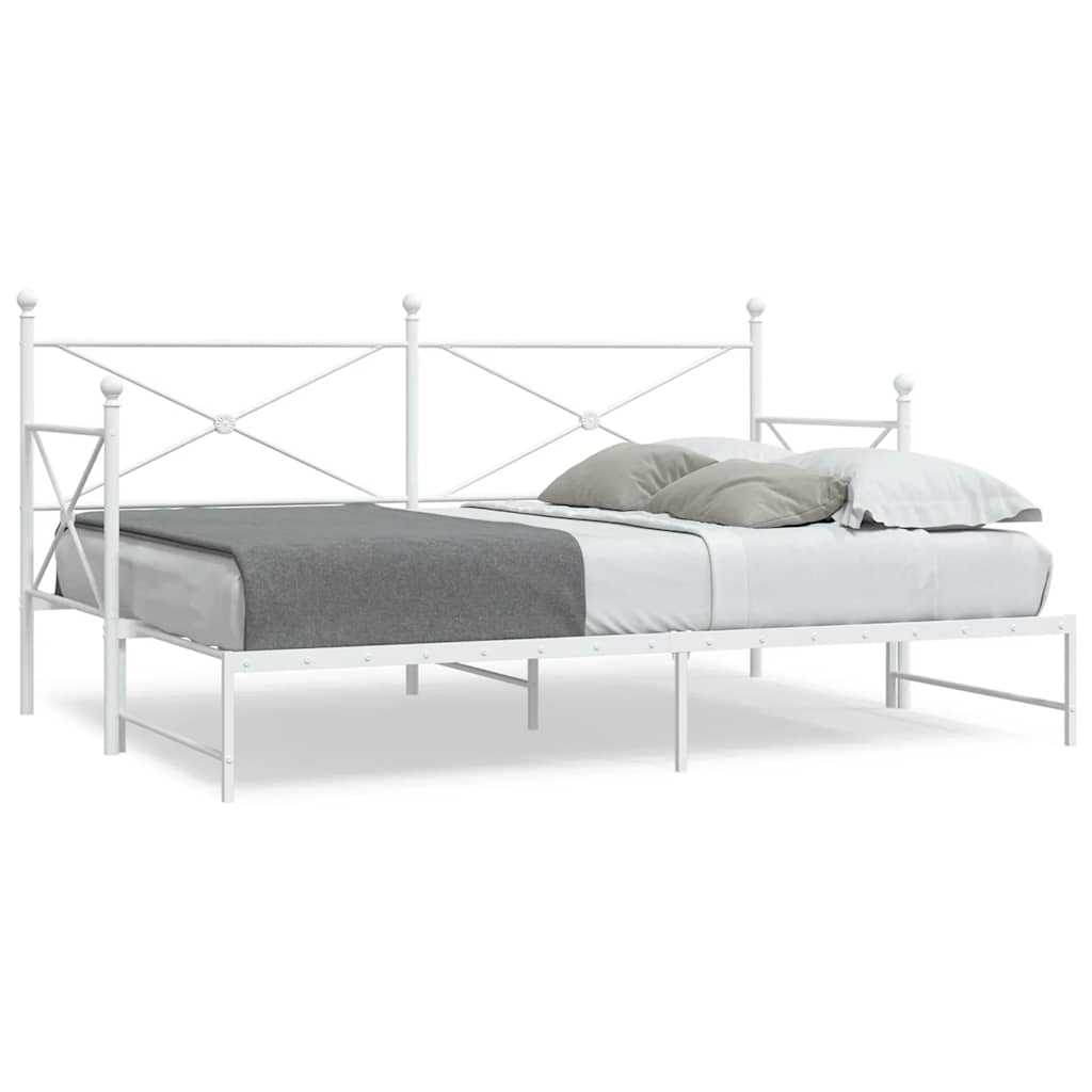 Daybed with Trundle without Mattress White 90x190 cm Steel