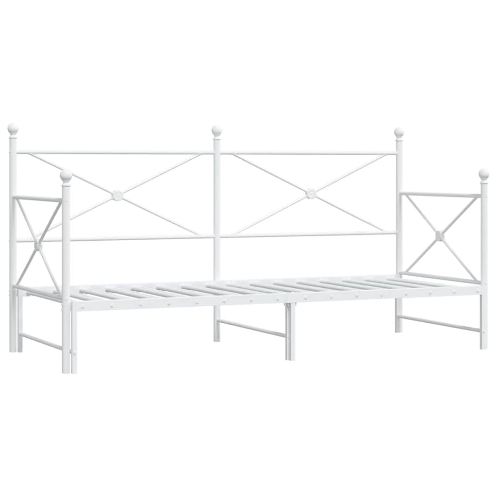 Daybed with Trundle without Mattress White 90x200 cm Steel