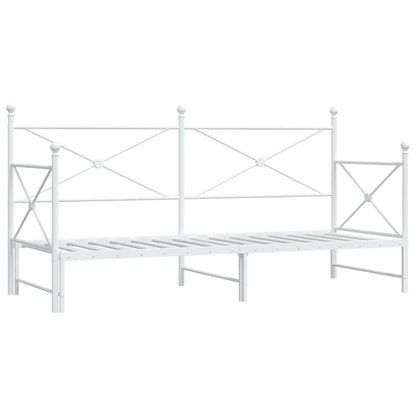 Daybed with Trundle without Mattress White 90x200 cm Steel