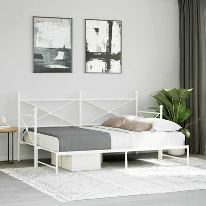 Daybed with Trundle without Mattress White 90x200 cm Steel