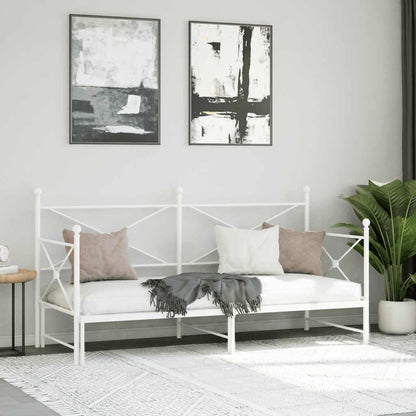 Daybed with Trundle without Mattress White 90x200 cm Steel