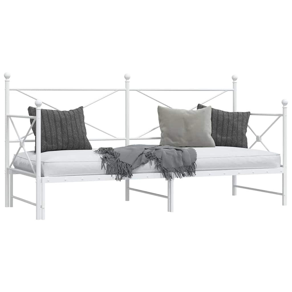 Daybed with Trundle without Mattress White 90x200 cm Steel