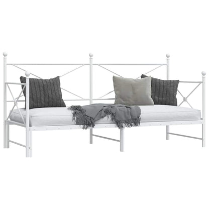Daybed with Trundle without Mattress White 90x200 cm Steel
