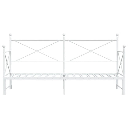 Daybed with Trundle without Mattress White 90x200 cm Steel