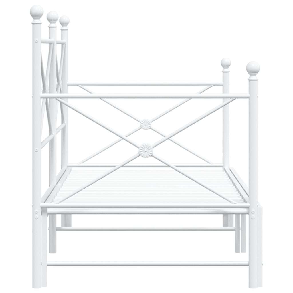 Daybed with Trundle without Mattress White 90x200 cm Steel