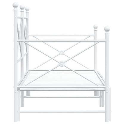 Daybed with Trundle without Mattress White 90x200 cm Steel