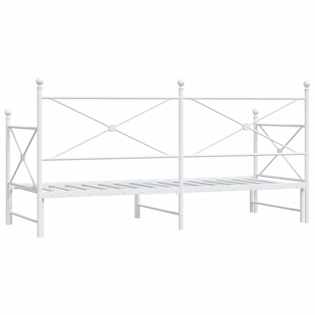 Daybed with Trundle without Mattress White 90x200 cm Steel