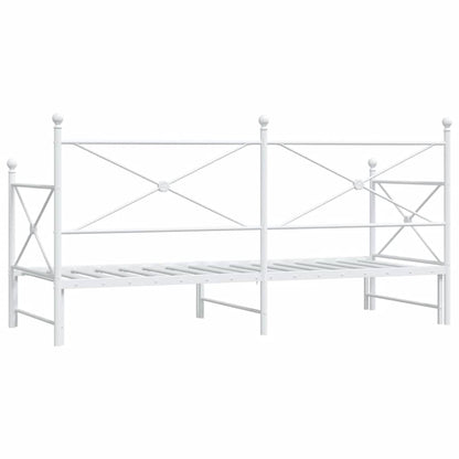 Daybed with Trundle without Mattress White 90x200 cm Steel