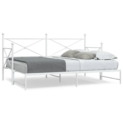Daybed with Trundle without Mattress White 90x200 cm Steel