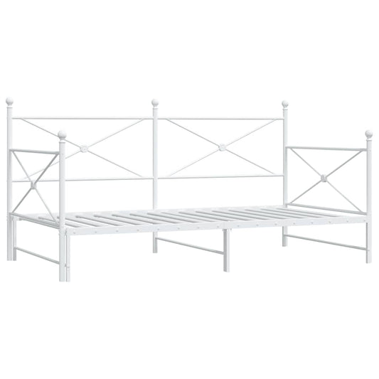 Daybed with Trundle without Mattress White 107x203 cm Steel