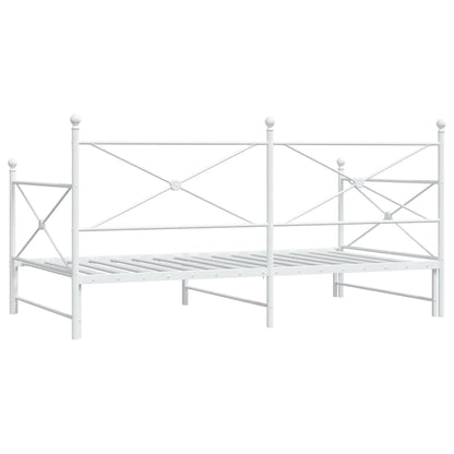 Daybed with Trundle without Mattress White 107x203 cm Steel