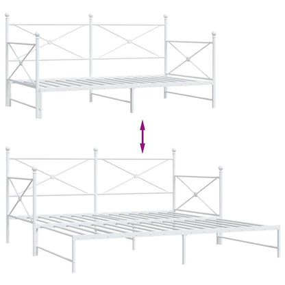 Daybed with Trundle without Mattress White 107x203 cm Steel