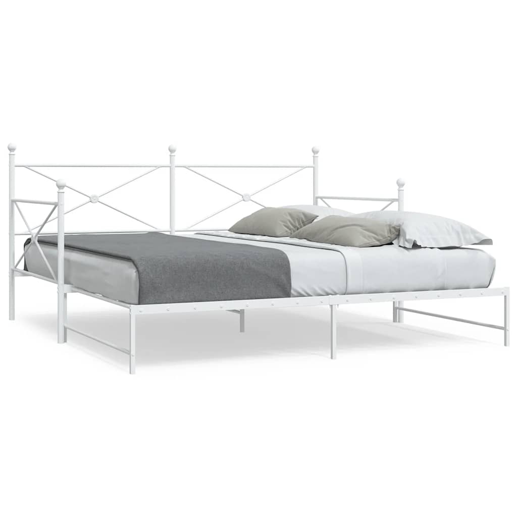 Daybed with Trundle without Mattress White 107x203 cm Steel