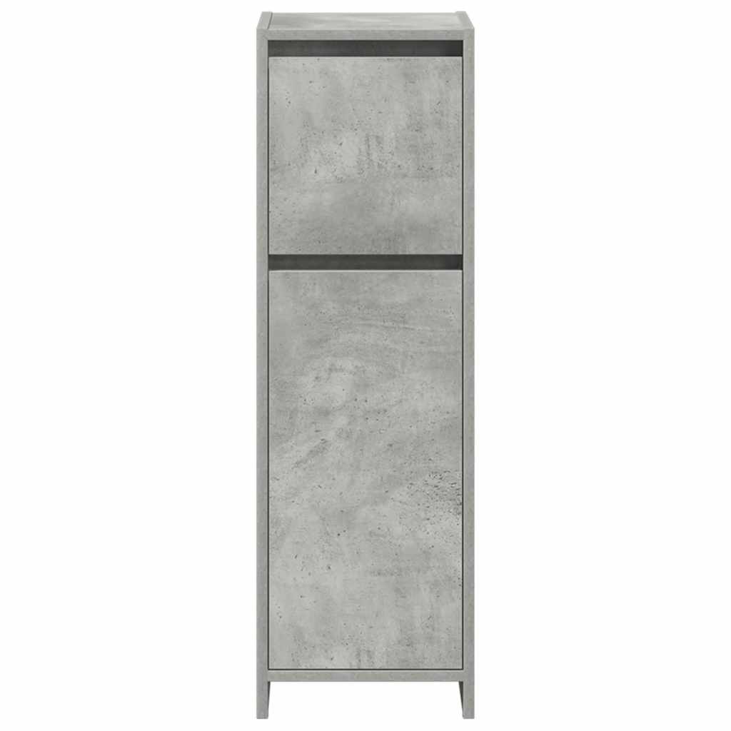 4 Piece Bathroom Furniture Set Concrete Grey Engineered Wood