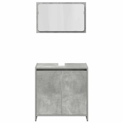 4 Piece Bathroom Furniture Set Concrete Grey Engineered Wood