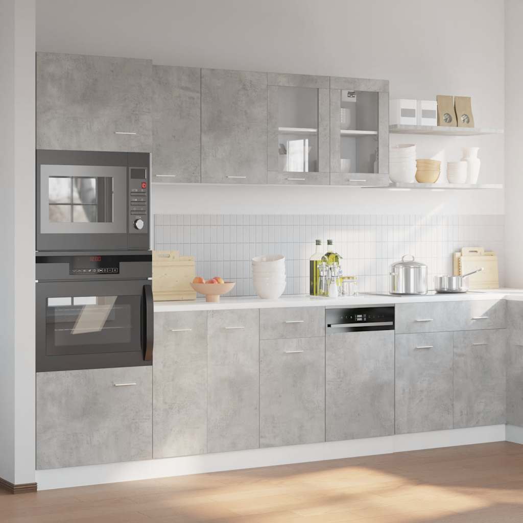 7 Piece Kitchen Cabinet Set Lyon Concrete Grey Engineered Wood