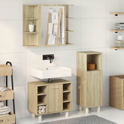 3 Piece Bathroom Furniture set Sonoma Oak Engineered Wood