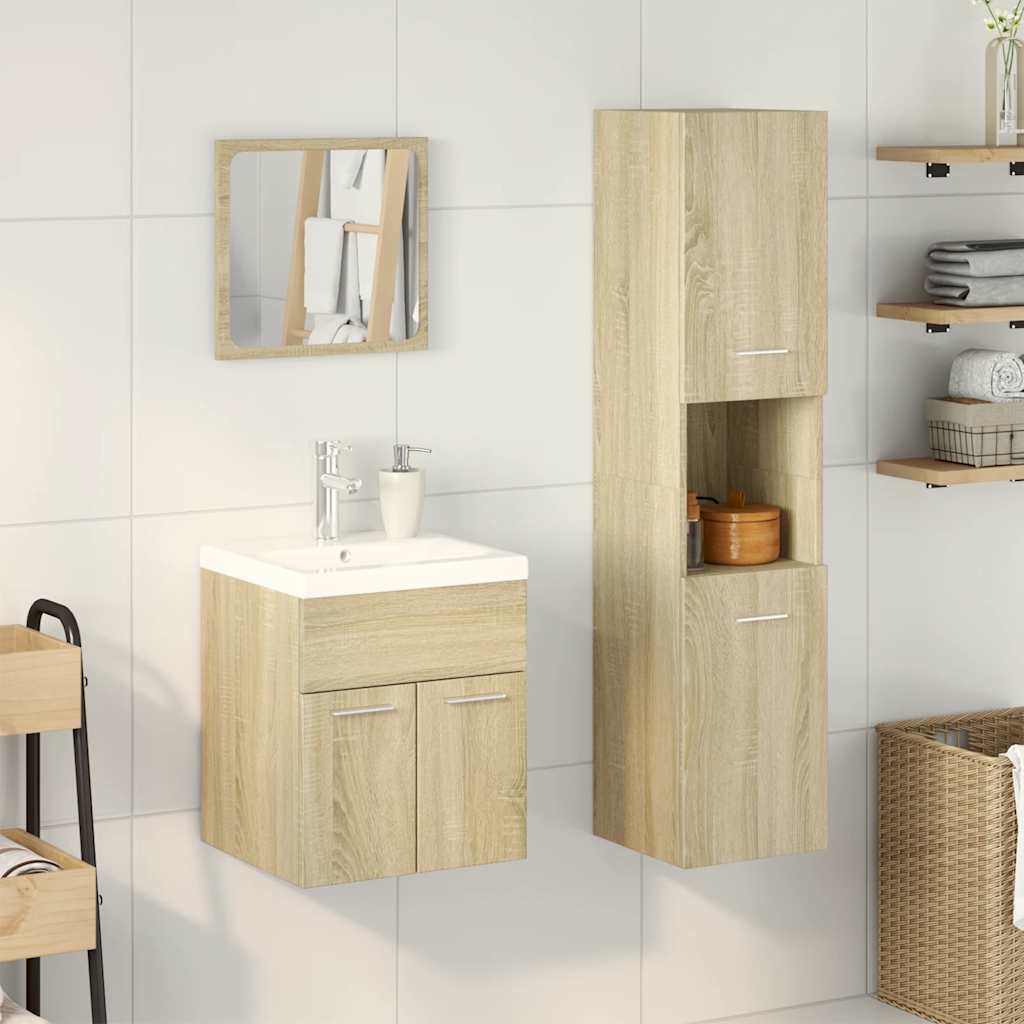 4 Piece Bathroom Furniture Set Sonoma Oak Engineered Wood