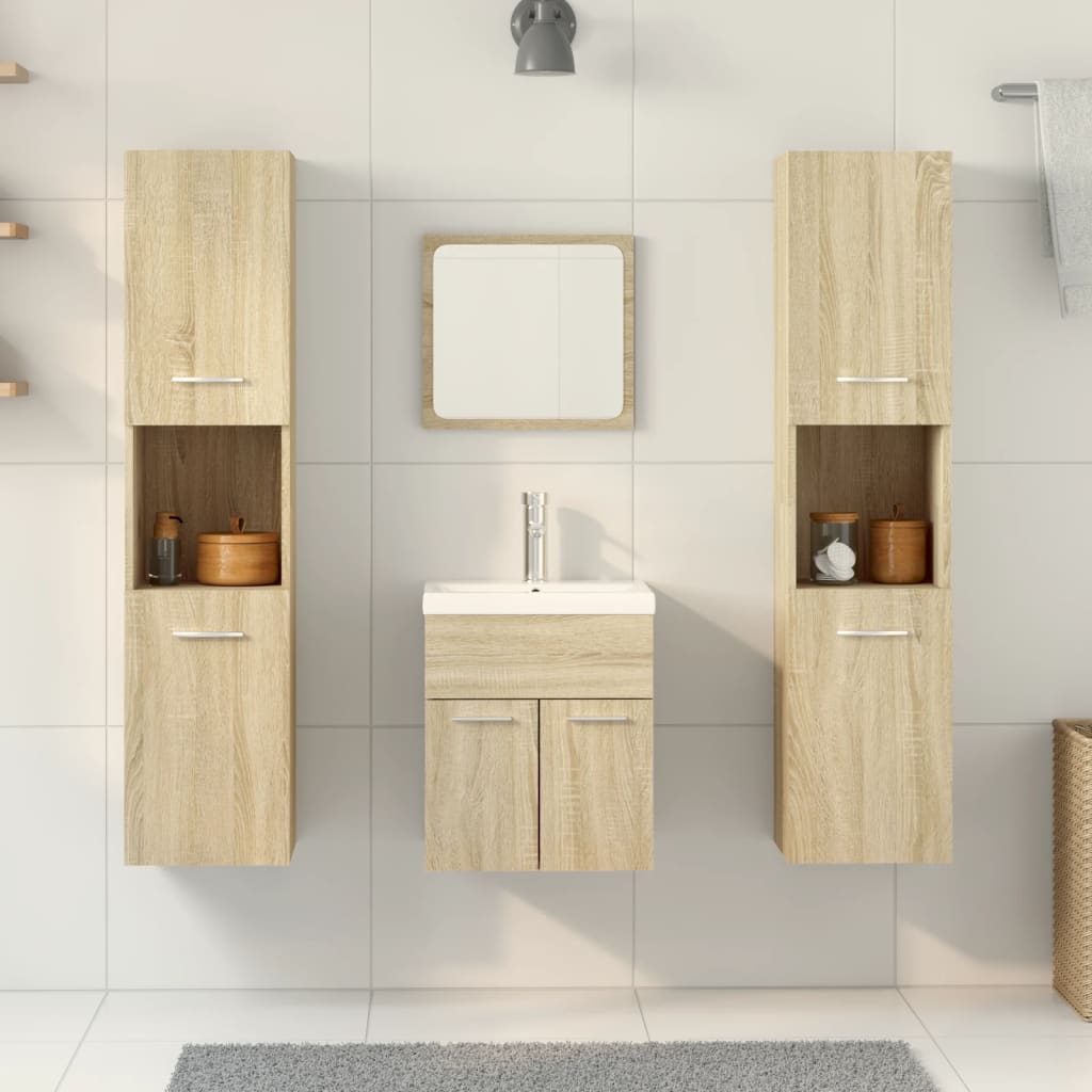 5 Piece Bathroom Furniture Set Sonoma Oak Engineered Wood