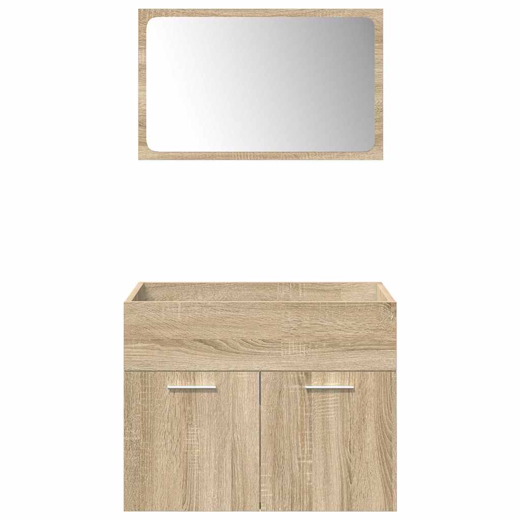 5 Piece Bathroom Furniture Set Sonoma Oak Engineered Wood
