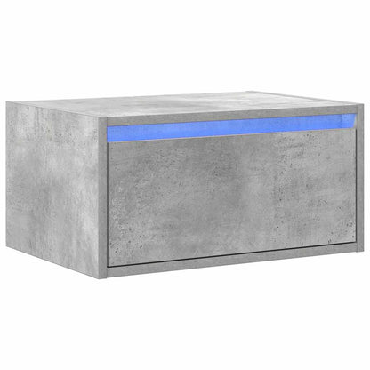 Wall-mounted Bedside Cabinet | Concrete grey | Engineered wood | Medium