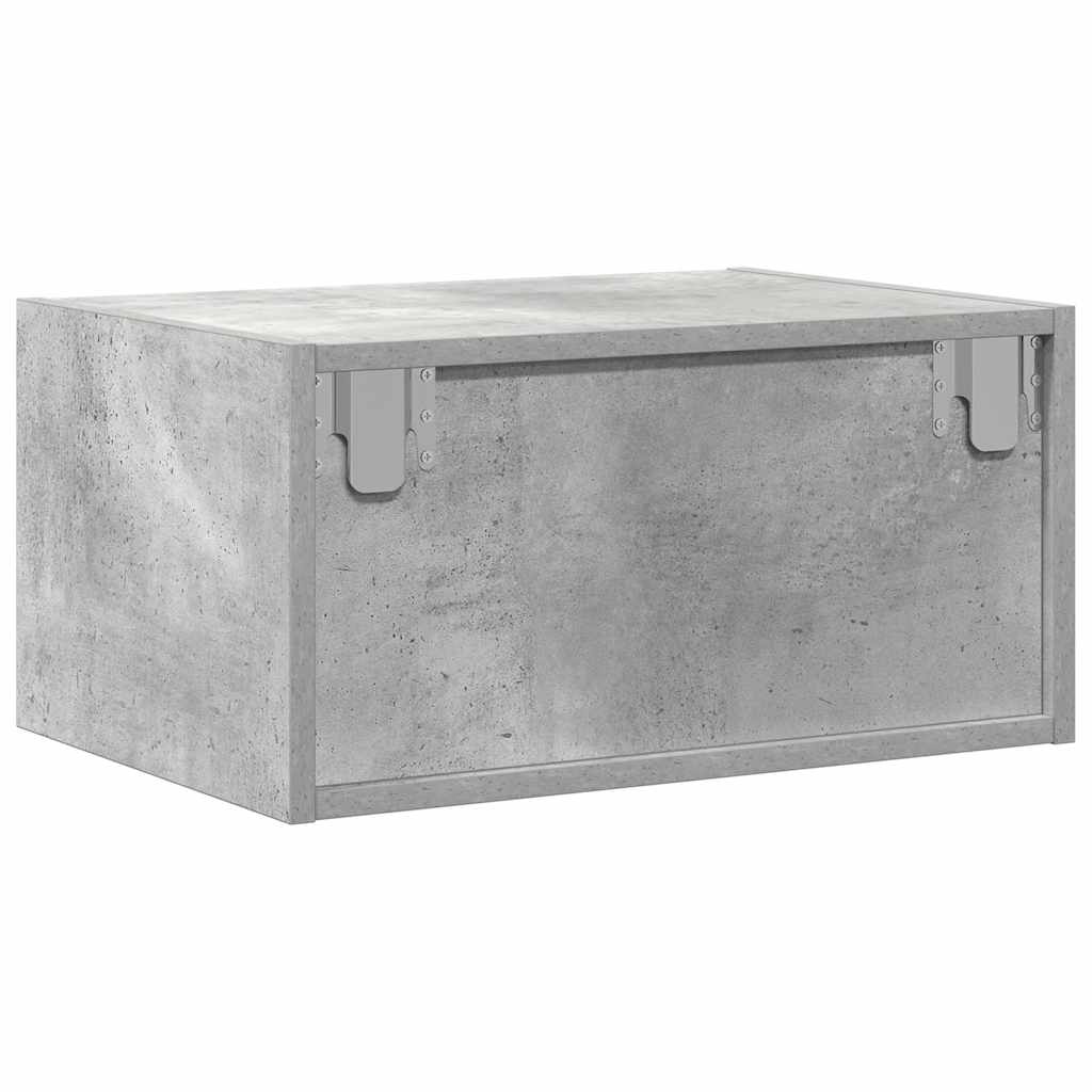 Wall-mounted Bedside Cabinet | Concrete grey | Engineered wood | Medium